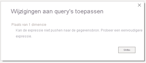 Screenshot of Apply query changes message: We couldn't fold the expression to the data source.