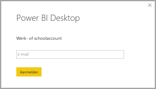 Schermopname van aanmelden bij Power BI Desktop.