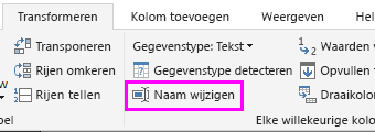 Schermopname van de optie Naam wijzigen geselecteerd op het lint.