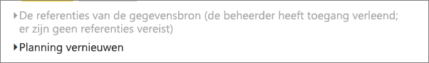 Schermopname van het tabblad on-premises gegevensgateway van Power BI-service met gegevensbronreferenties grijs weergegeven.