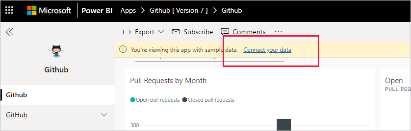 GitHub app connect your data link