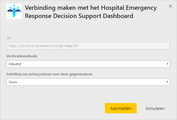 Hospital Emergency Response Decision Support Dashboard app authentication dialog