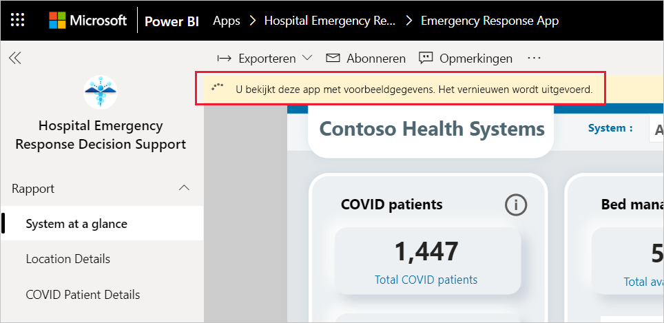 Hospital Emergency Response Decision Support Dashboard app refresh in progress