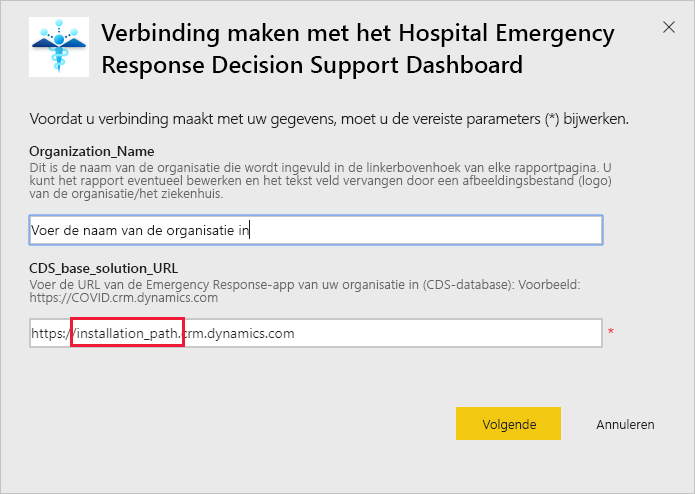 Hospital Emergency Response Decision Support Dashboard app URL dialog