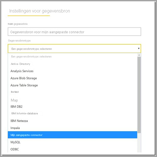 Screenshot that shows the Data Source list on the Settings page.