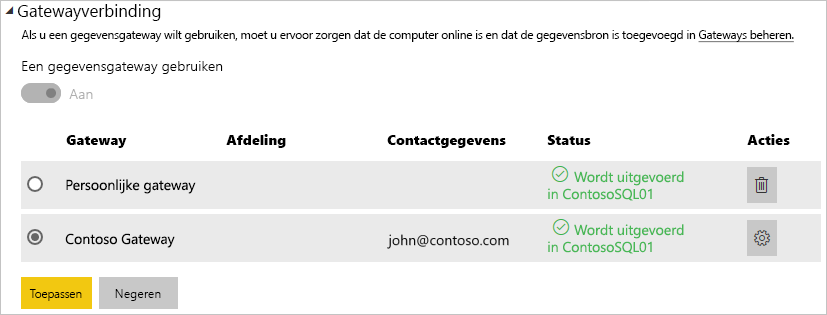 Schermopname van het maken van een gatewayverbinding.