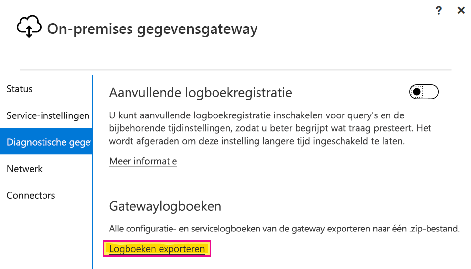 Gatewaylogboeken exporteren