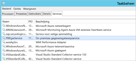 Schermopname van het tabblad Task Manager Services