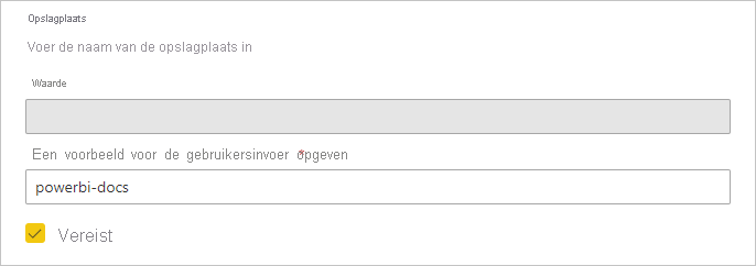 Schermopname van een parameterwaarde die is vereist voor de gebruiker.