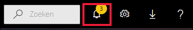 Schermopname van de Power BI-menubalk. Het zoekvak en een paar pictogramknoppen zijn zichtbaar. Het meldingspictogram wordt uitgelicht.