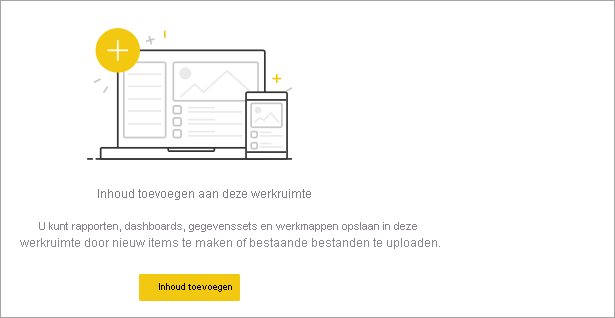 Een schermopname van een lege werkruimte in de Power BI-service.