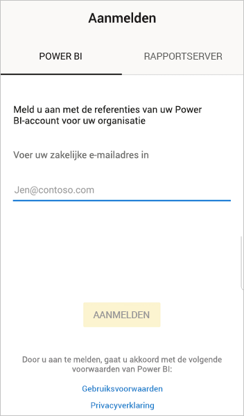 aanmelden bij Power BI-