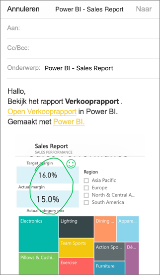 Annotated report in email