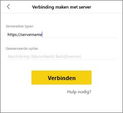 Schermopname van het dialoogvenster Verbinding maken met server.