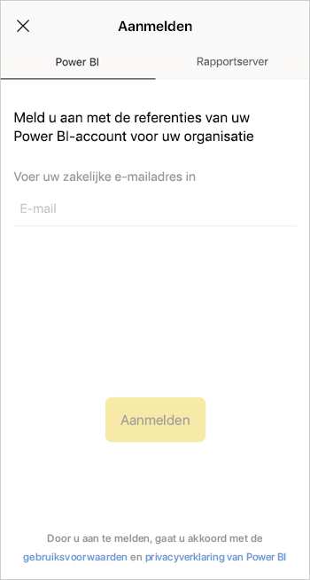 Aanmelden bij de mobiele Power BI-app