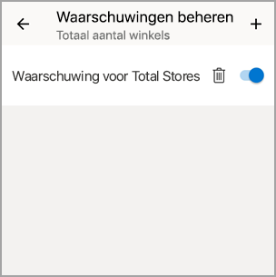 Schermopname van de tegel Waarschuwing beheren, met het pluspictogram om een waarschuwing toe te voegen.
