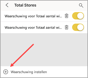 Schermafbeelding van de Beheren-waarschuwing, waarbij een aanwijzer wordt weergegeven om een waarschuwingsregel toe te voegen.