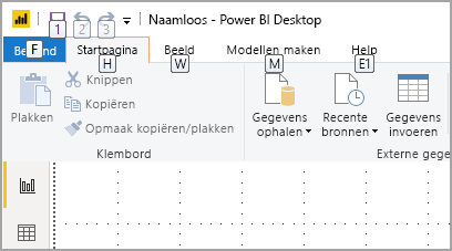 Screenshot of Power BI Desktop with KeyTips.