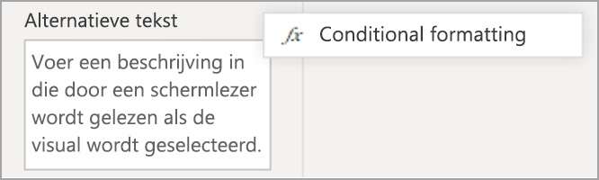 Schermopname van het deelvenster Alternatieve tekst, waarin het pictogram voor voorwaardelijke opmaak wordt gemarkeerd.