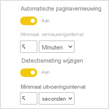 Instellingen voor het automatisch vernieuwen van pagina's in de portal voor capaciteitsbeheer