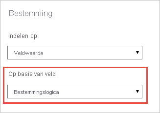 Schermopname van het deelvenster Doelactie, waarin de selectie van het basisveld wordt gemarkeerd.