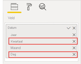 Schermopname van het wijzigen van de datumhiërarchie in Datum.