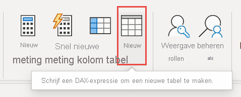 Schermopname van het pictogram Nieuwe tabel.