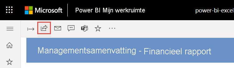 Schermopname van het delen van uw rapport vanuit de Power BI-service.