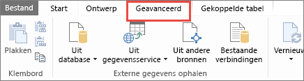 Tabblad Geavanceerd in PowerPivot