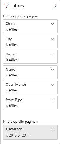 Screenshot of a visual, highlighting the options for filters in Reading view.