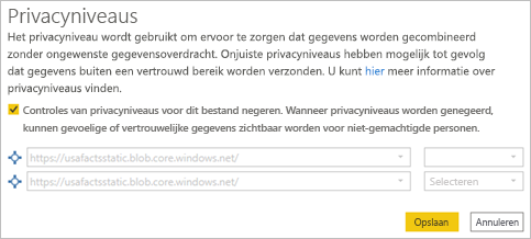 Schermopname die laat zien hoe u privacyniveaus selecteert.