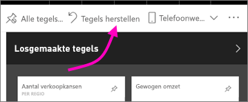 Schermopname met tegels opnieuw instellen gemarkeerd in de menubalk.