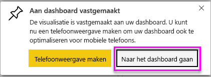 Schermopname van een geslaagd bericht met de markering Ga naar dashboard.