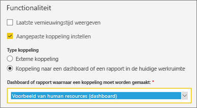 Schermopname van het dialoogvenster Functionaliteit.