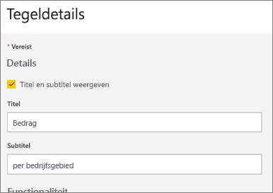 Schermopname van het dialoogvenster Tegeldetails.