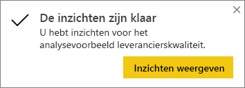 Schermopname van het dialoogvenster Inzichten zijn gereed.