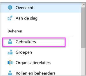 Schermopname van het tabblad Microsoft Entra-gebruikers en -groepen.