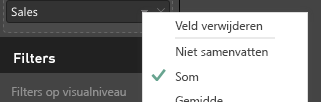 Schermopname van Som geselecteerd in de vervolgkeuzelijst van het veld.