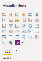 Screenshot of Power BI Desktop showing the Visualizations pane.