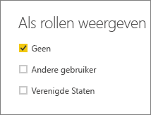 Schermopname van het venster Weergeven als rollen met Geen geselecteerd.