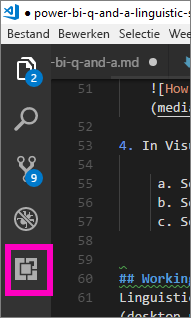 Screenshot of the left menu in Visual Studio Code with the Extensions icon highlighted.