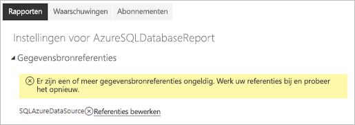 Schermopname van instellingen voor de Azure SQL Database.