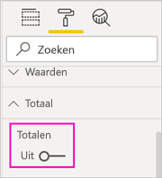 Schermopname van Totalen uitgeschakeld in het deelvenster Opmaak.
