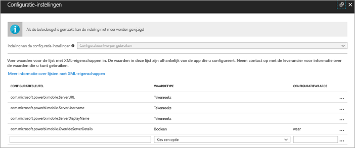 Intune configuration settings