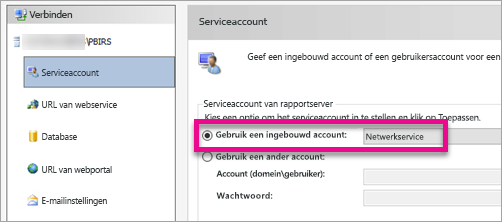 Serviceaccount voor rapportserver configureren