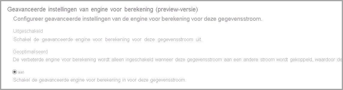 Schermopname van de verbeterde instellingen voor de berekeningsengine met de optie ingeschakeld.