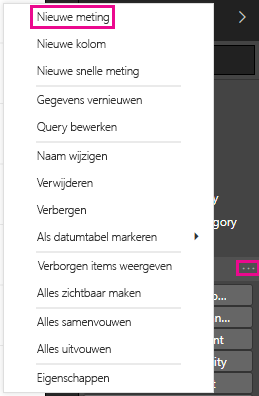 Schermopname van nieuwe meting in de lijst in het menu.