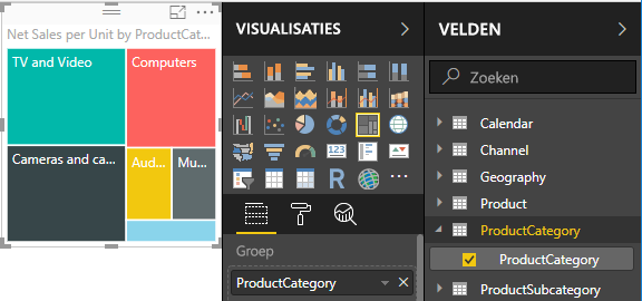 Schermopname van treemap per productcategorie.