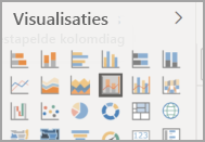 Schermopname van het deelvenster Visualisaties met het pictogram lijndiagram en gestapeld kolomdiagram uitgelicht.