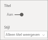 Schermopname van de opties Titel en Stijl.